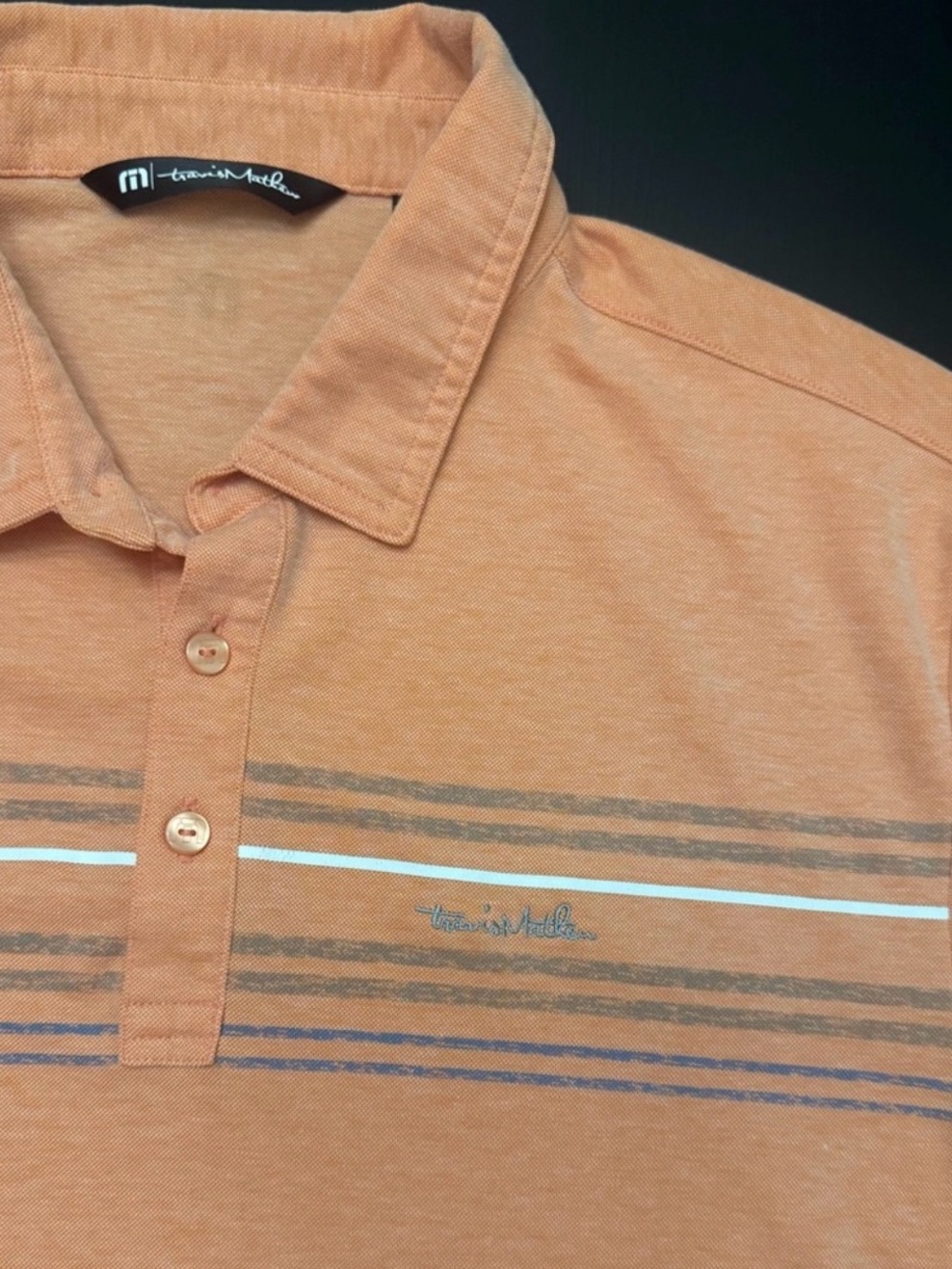 TravisMathew Striped Performance Polo Large Golf Business Casual Resort Shirt - Picture 2 of 6